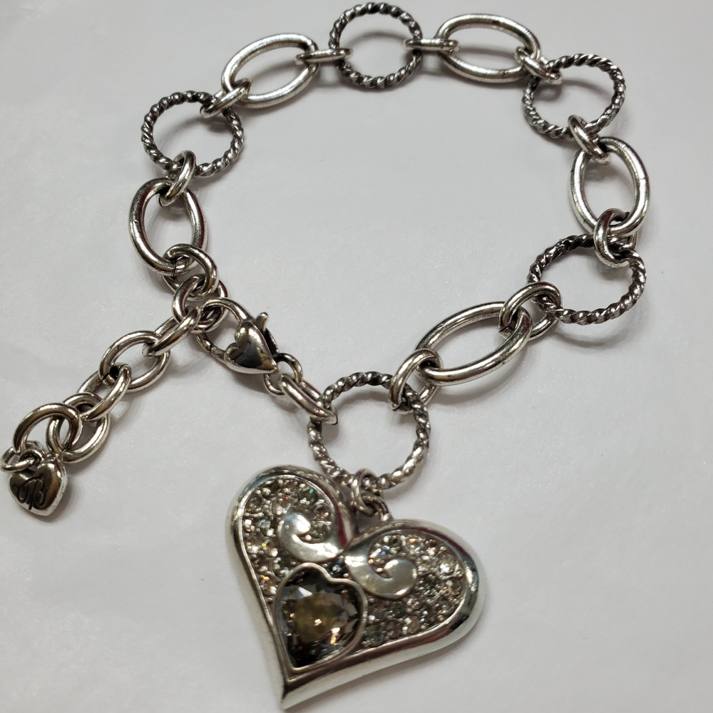 Brighton Elegant Silver Heart Charm Bracelet